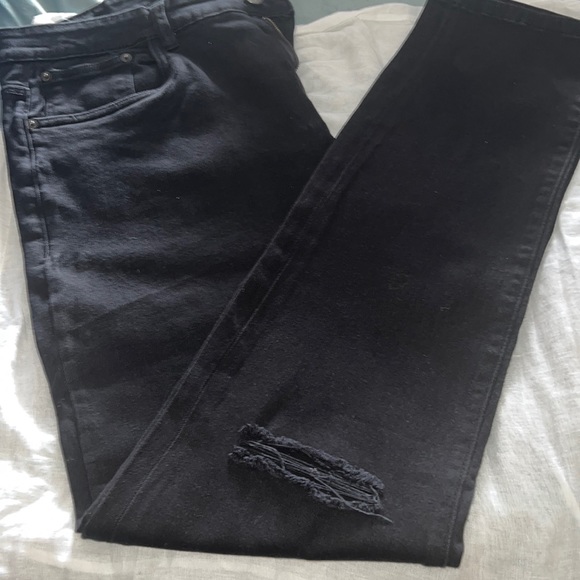 Men’s black straight leg denim jeans by Paper Money/size 42/ good condition - Picture 1 of 10
